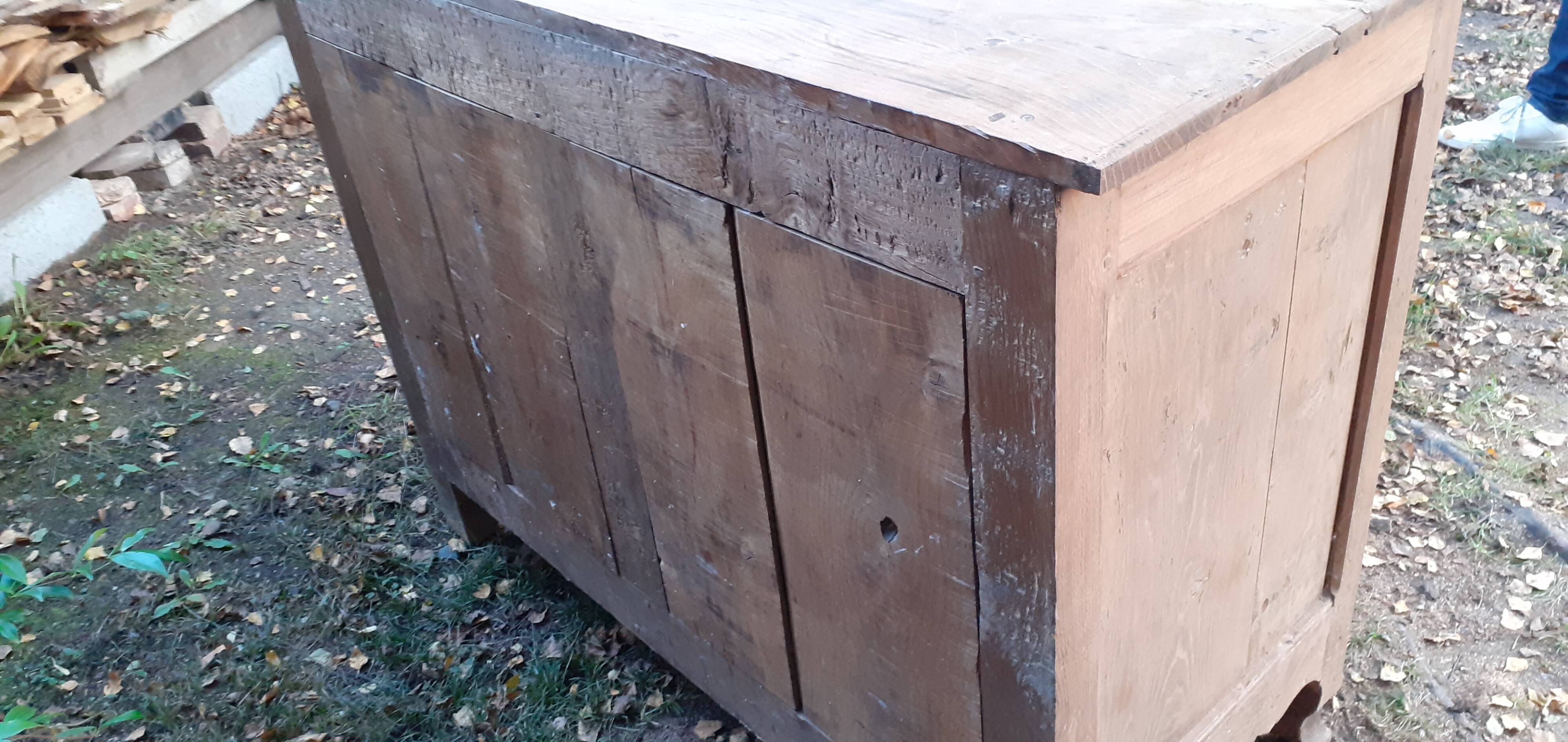 2-door, 2-drawer sideboard, old solid chestnut wood, raw wood