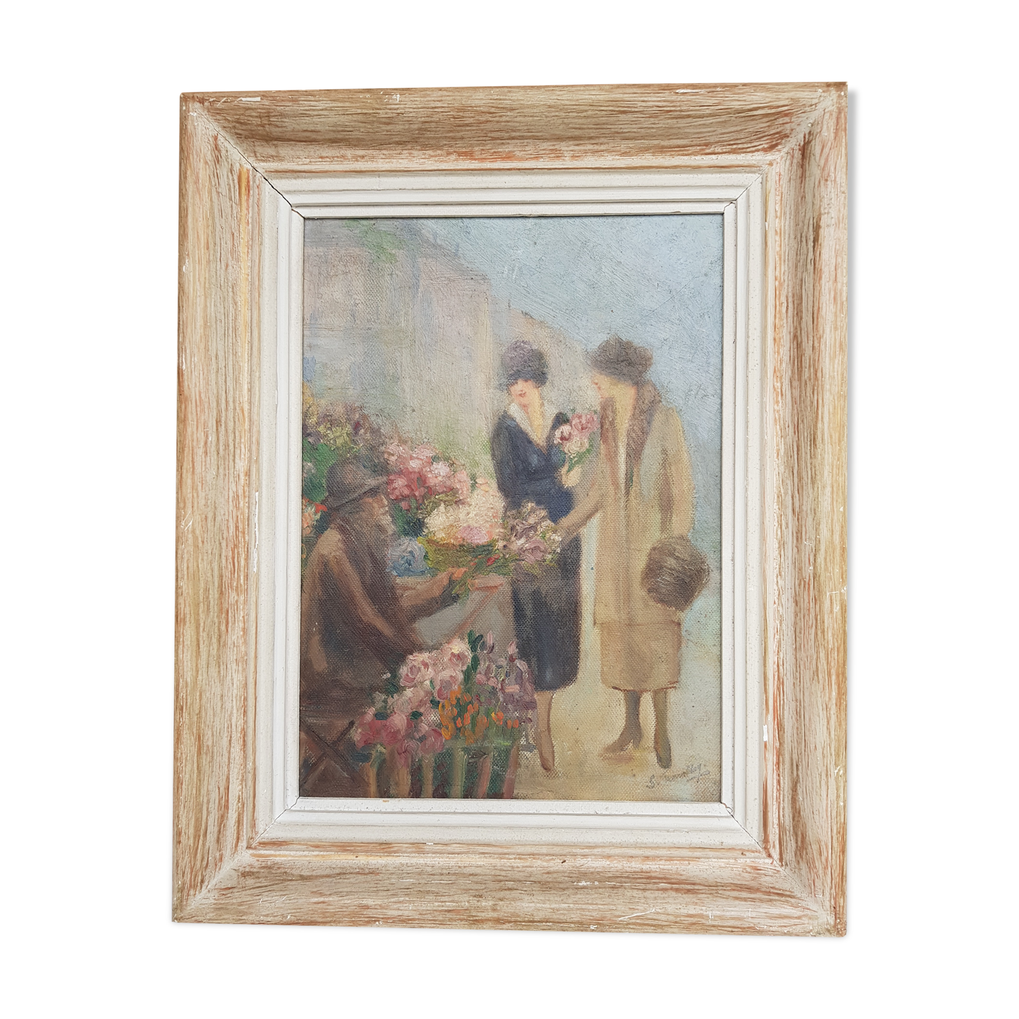 Old oil on panel by S Tramblay 30s