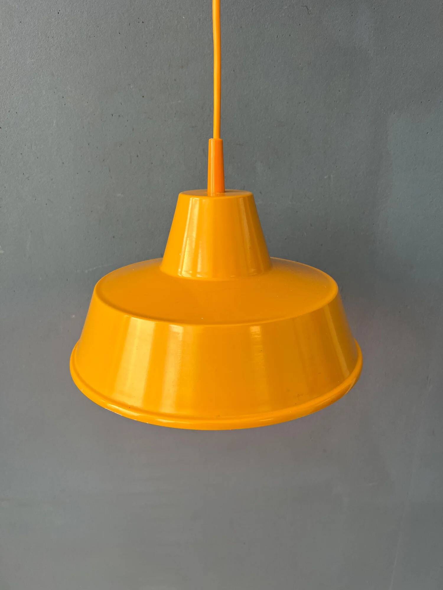 Small vintage yellow industrial pendant lamp