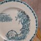 Dessert plate in ironstone Clairefontaine model Buffon blue with old landscape decoration.