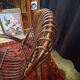 Rocking-chair vintage en rotin des années 1960