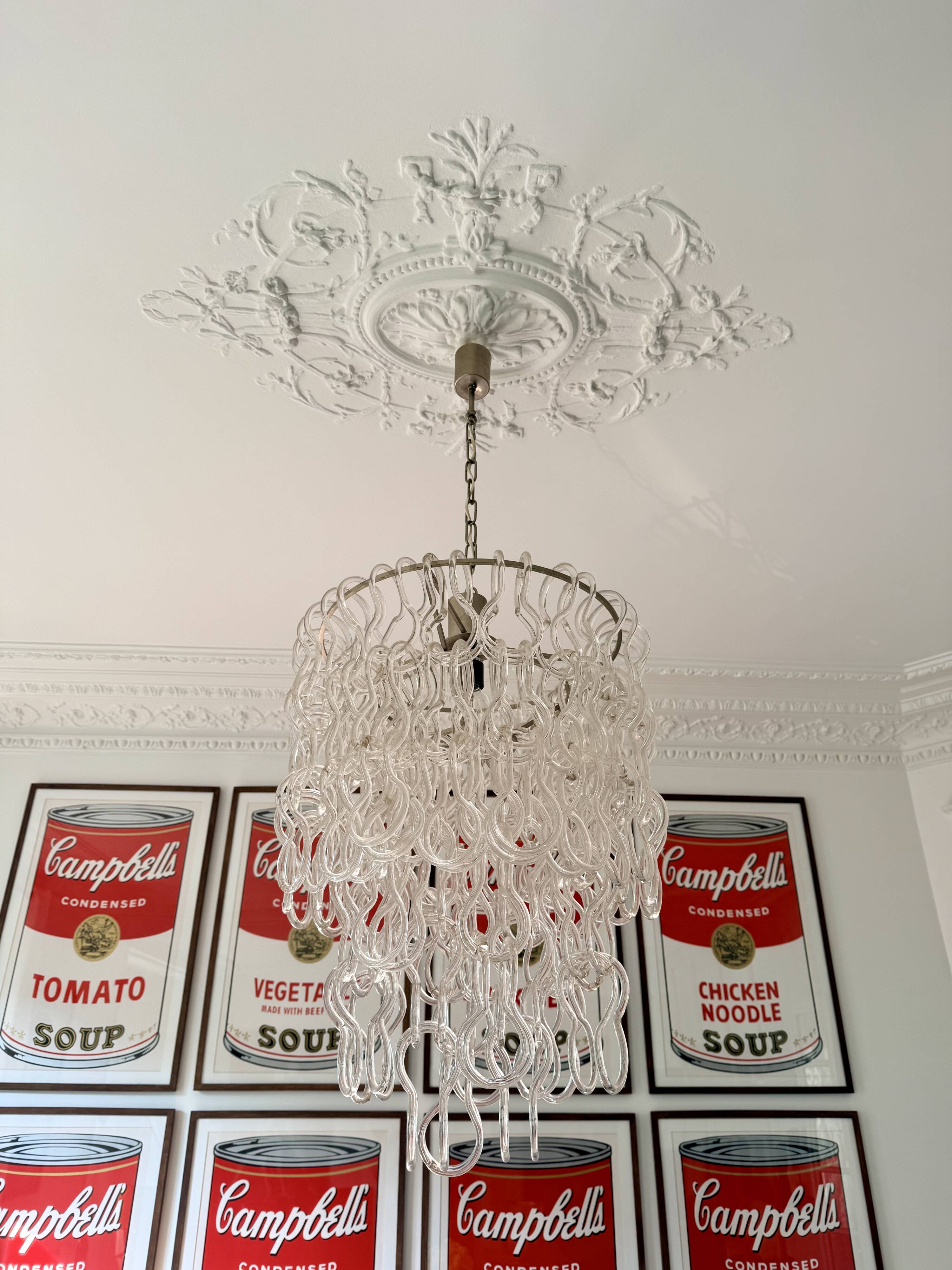 Angelo Mangiarotti Murano glass ceiling light model Giogali