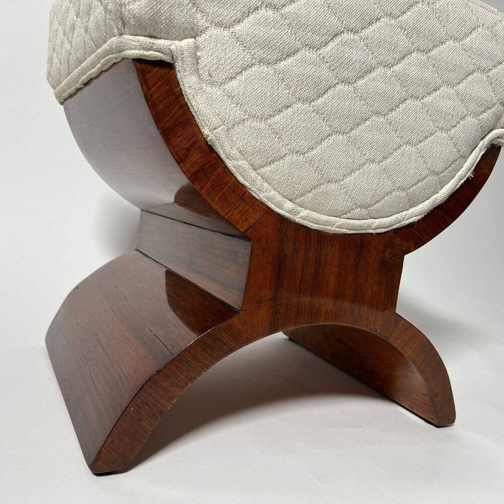 Art Deco Stool in Rosewood Veneer, France, 1930s