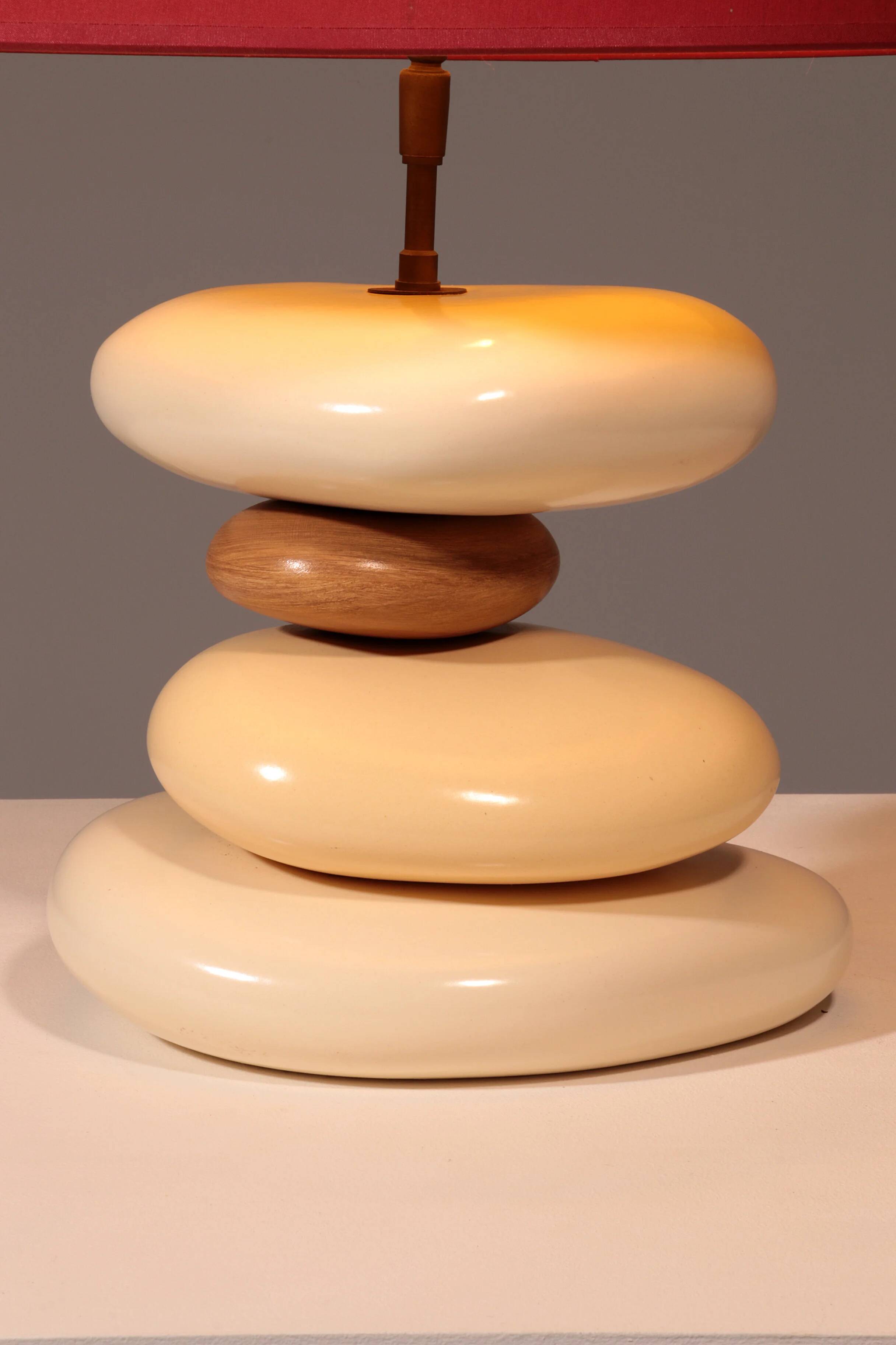 France pebble table lamp by François Chatain, 1980s