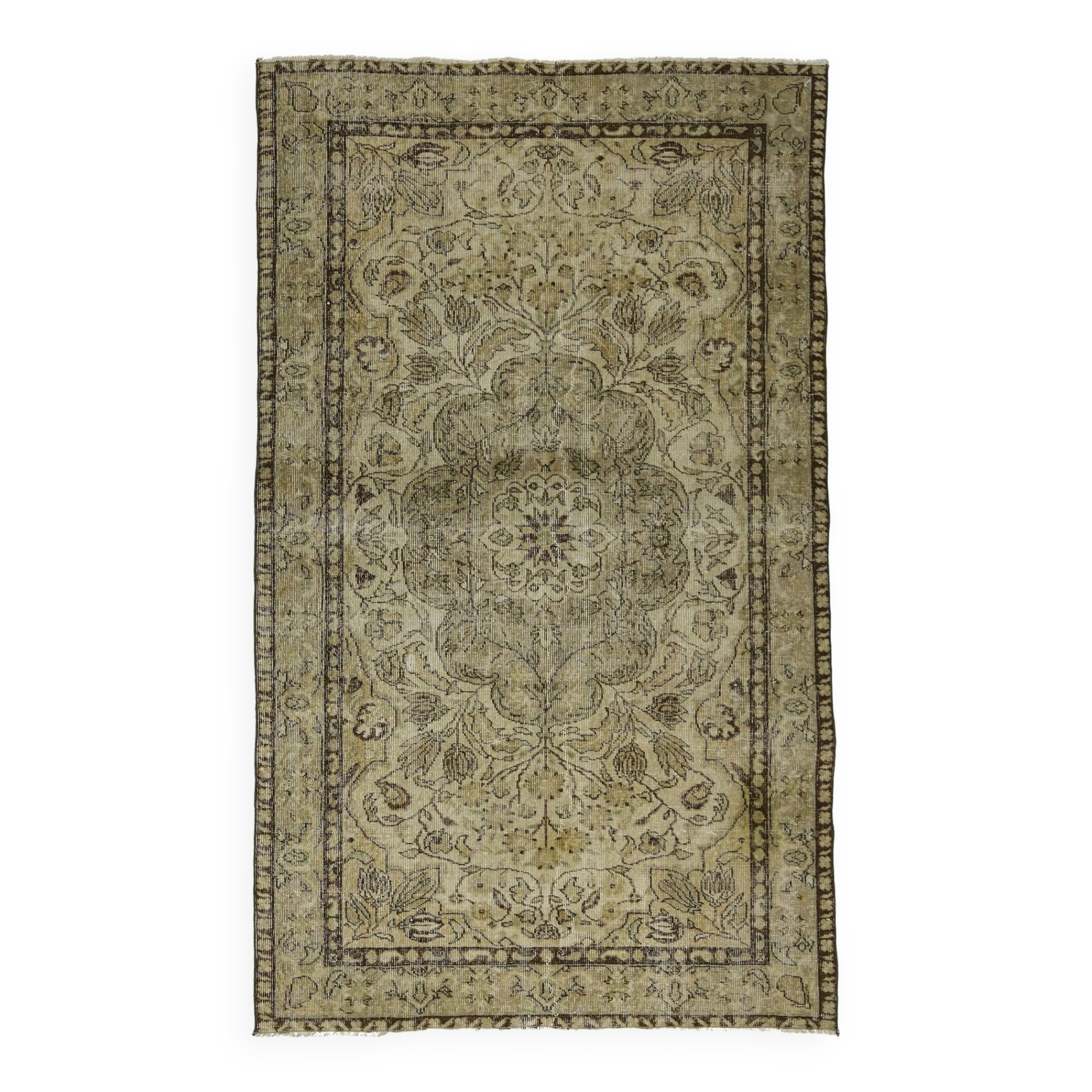 Turkish Anatolian Handmade Vintage Rug 253 cm x 151 cm