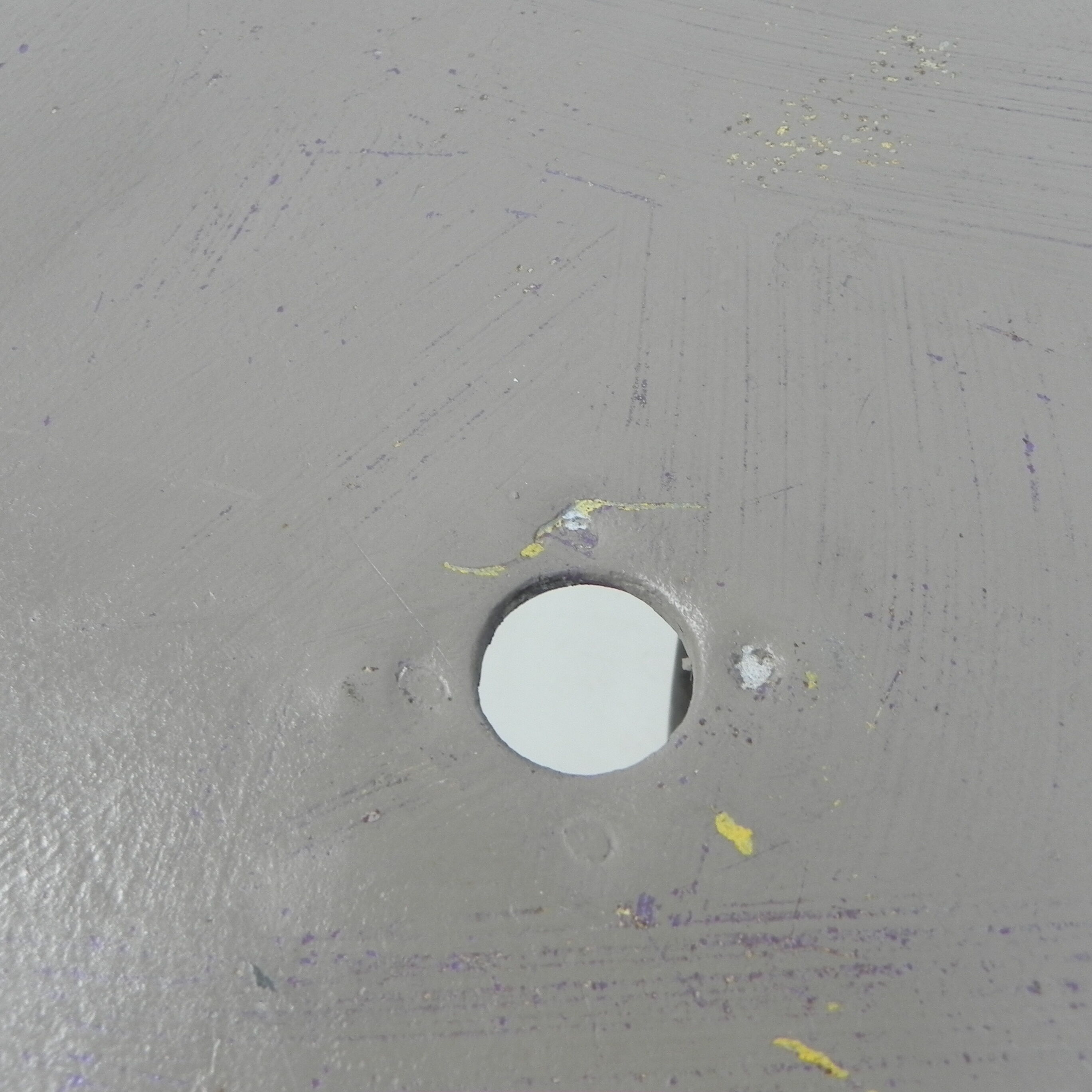 Steel garden table on cast iron base