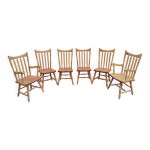 Set 6 chaises western - accoudoirs