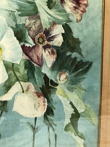 Pair of large watercolors. Bouquets of flowers Late nineteenth, early twentieth Stunt wooden frames and d