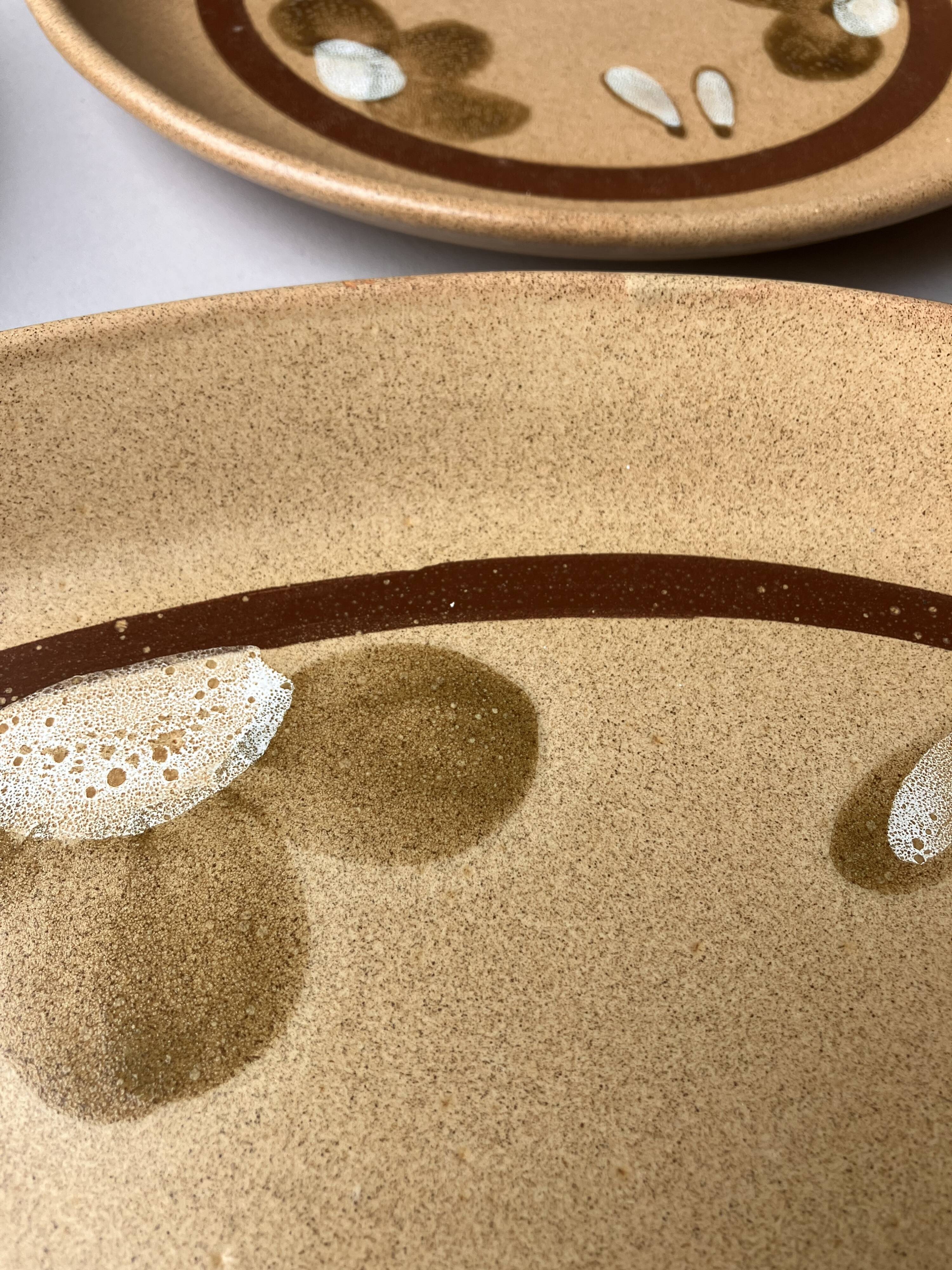 Flat plates and oval dish Sarreguemines 1970s Chamonix