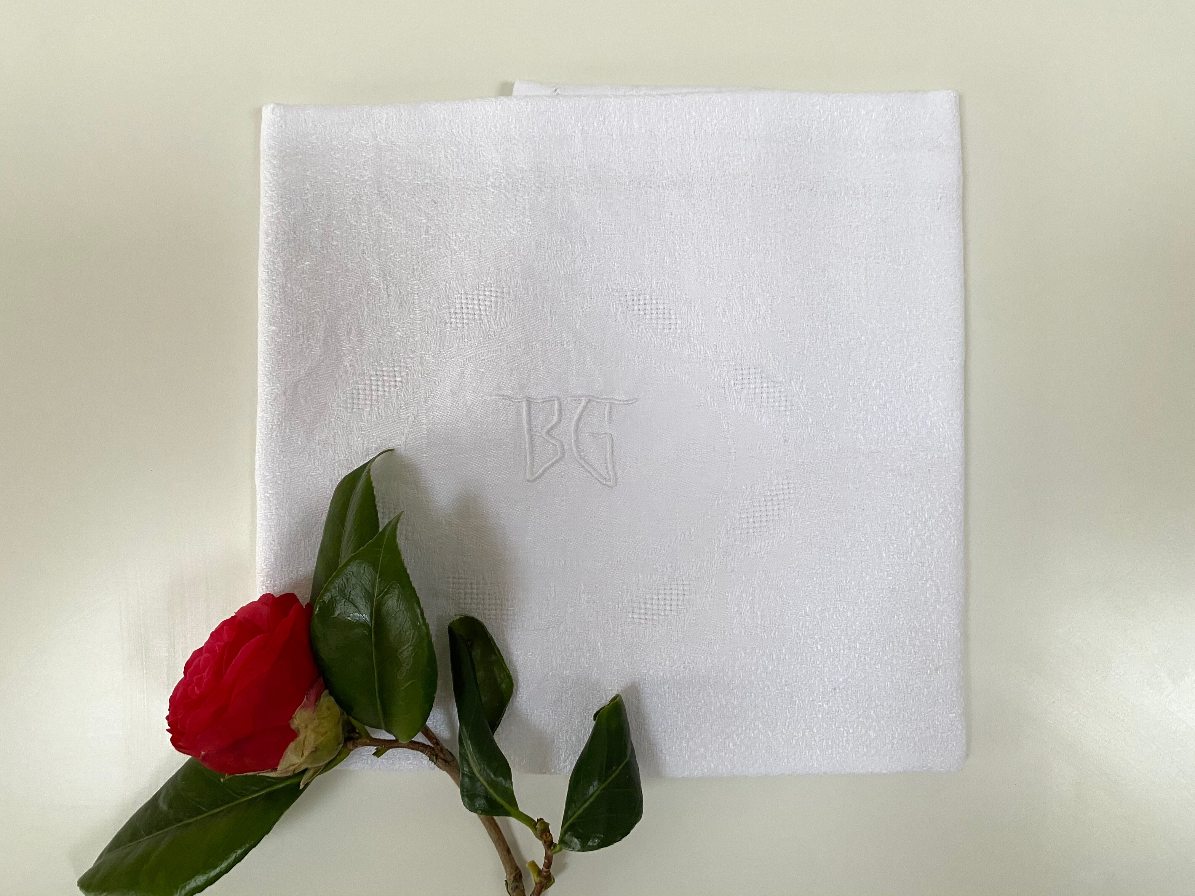 Set of 2 monogram napkins BG and GJ