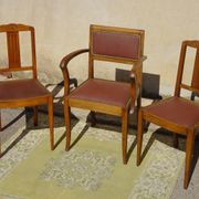 Matching Art Deco seats: 1 bridge armchair and 2 chairs.