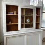 Library showcase ivory white sliding doors