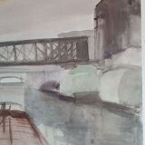 Maurice Bizet - Watercolor - 1927 signed - view of the port of Madrague (Marseille)