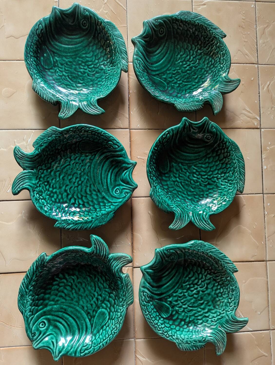 J. Massier, Vallauris, 6 fish plates