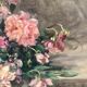 François Félix Roubaud Nature morte huile sur panneau de bois bouquet roses pivoines XIX