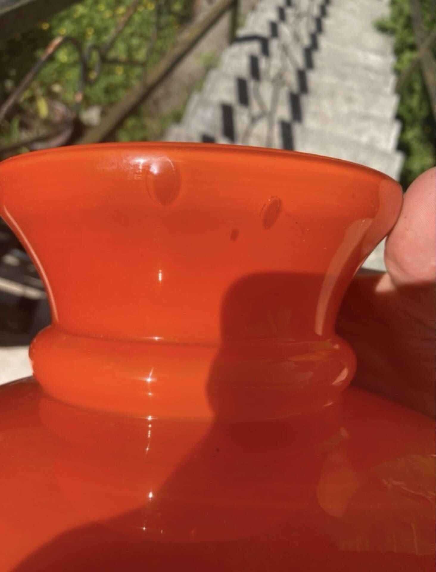 Suspension en opaline couleur orange flamboyante