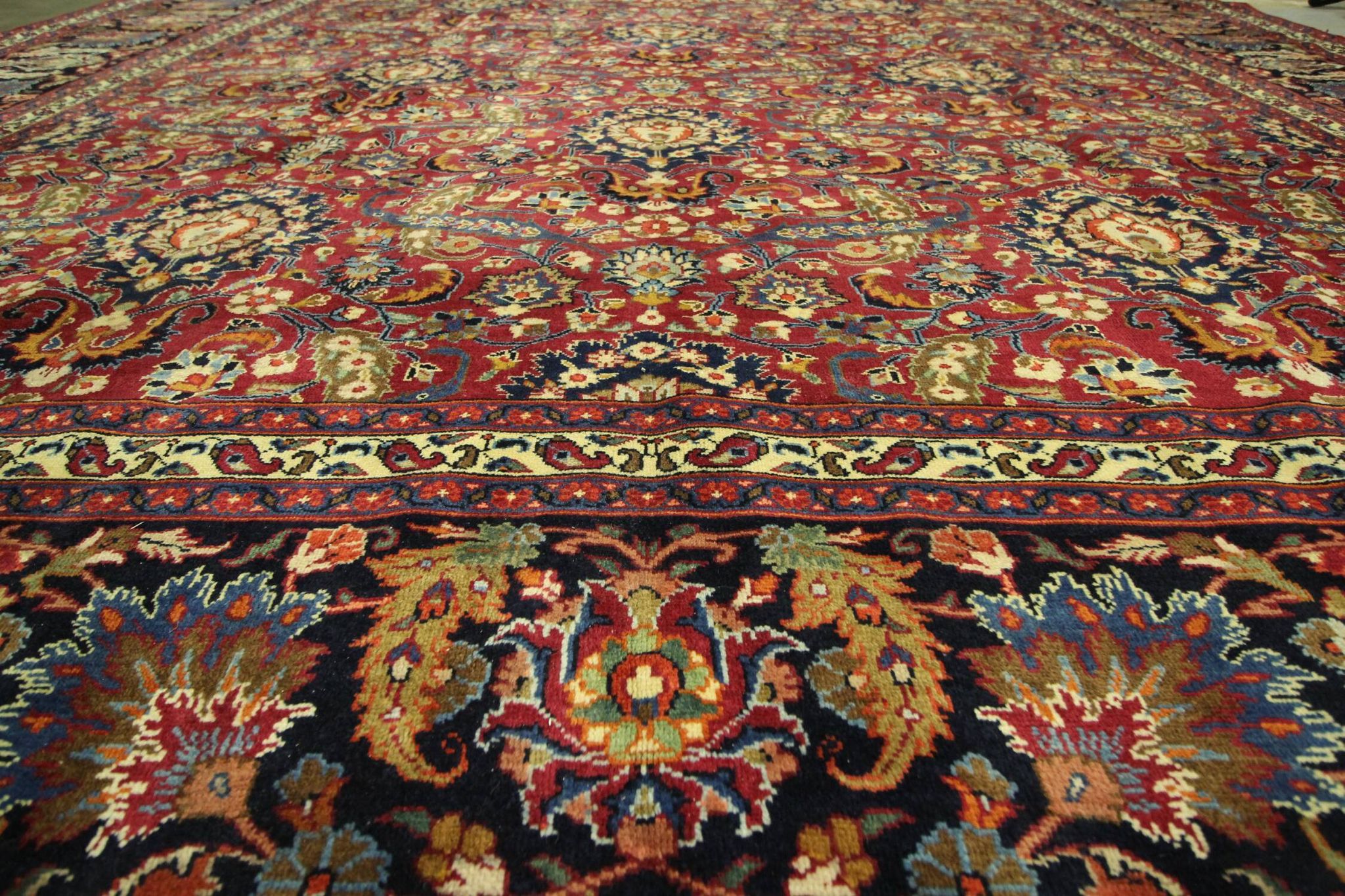 Tapis en laine florale rouge fait à la main antique persan khorassan tapis - 295x376cm