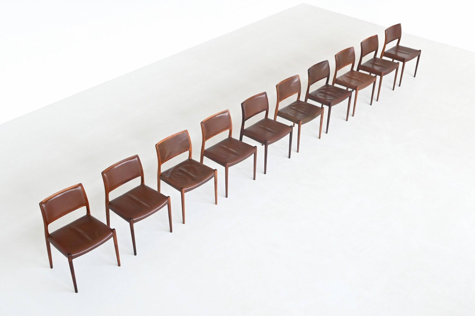 Niels Otto Moller model 80 dining chairs in rosewood Denmark 1960