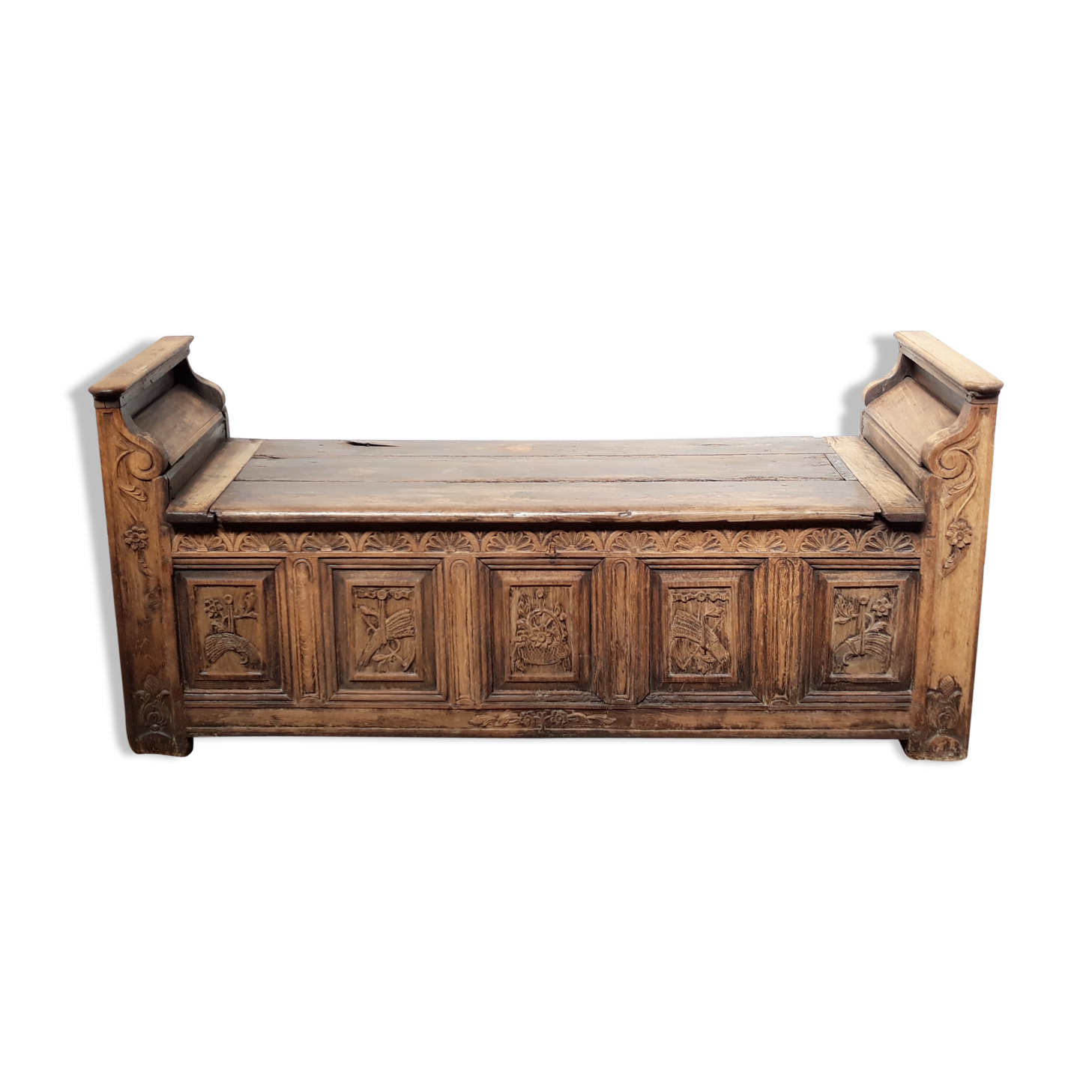 Church bench wooden chest 18th