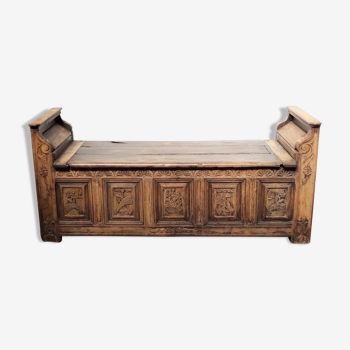 Church bench wooden chest 18th