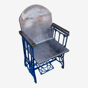 Electric blue metal armchair