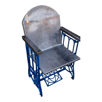 Electric blue metal armchair