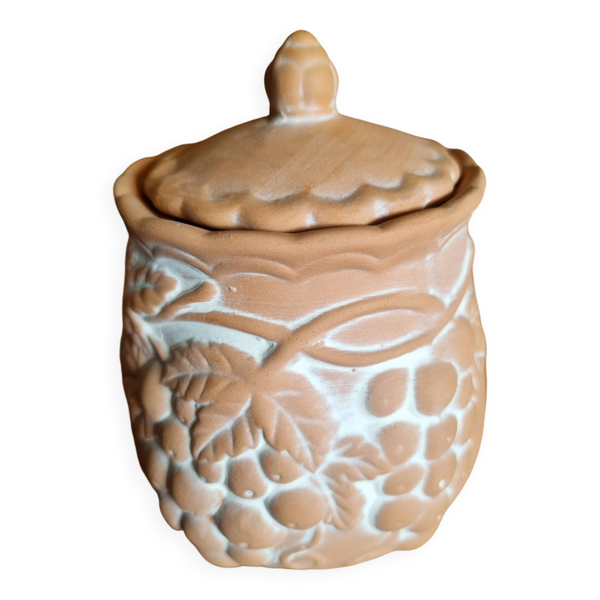 Small terracotta pot with Fruit motif