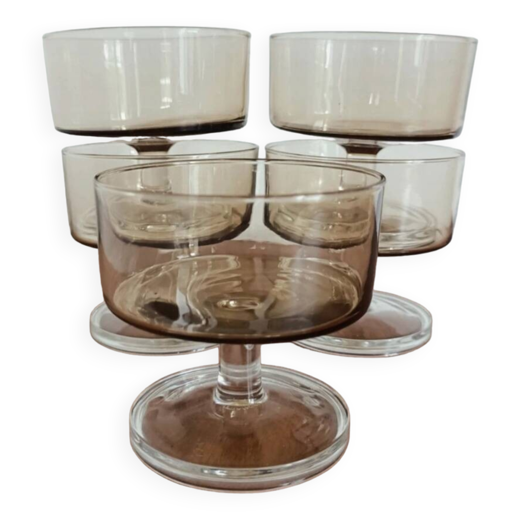 4 coupes Suède Luminarc Arques, verres en verre vert, années 70