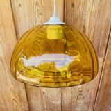 Vintage 70s amber glass pendant light.
