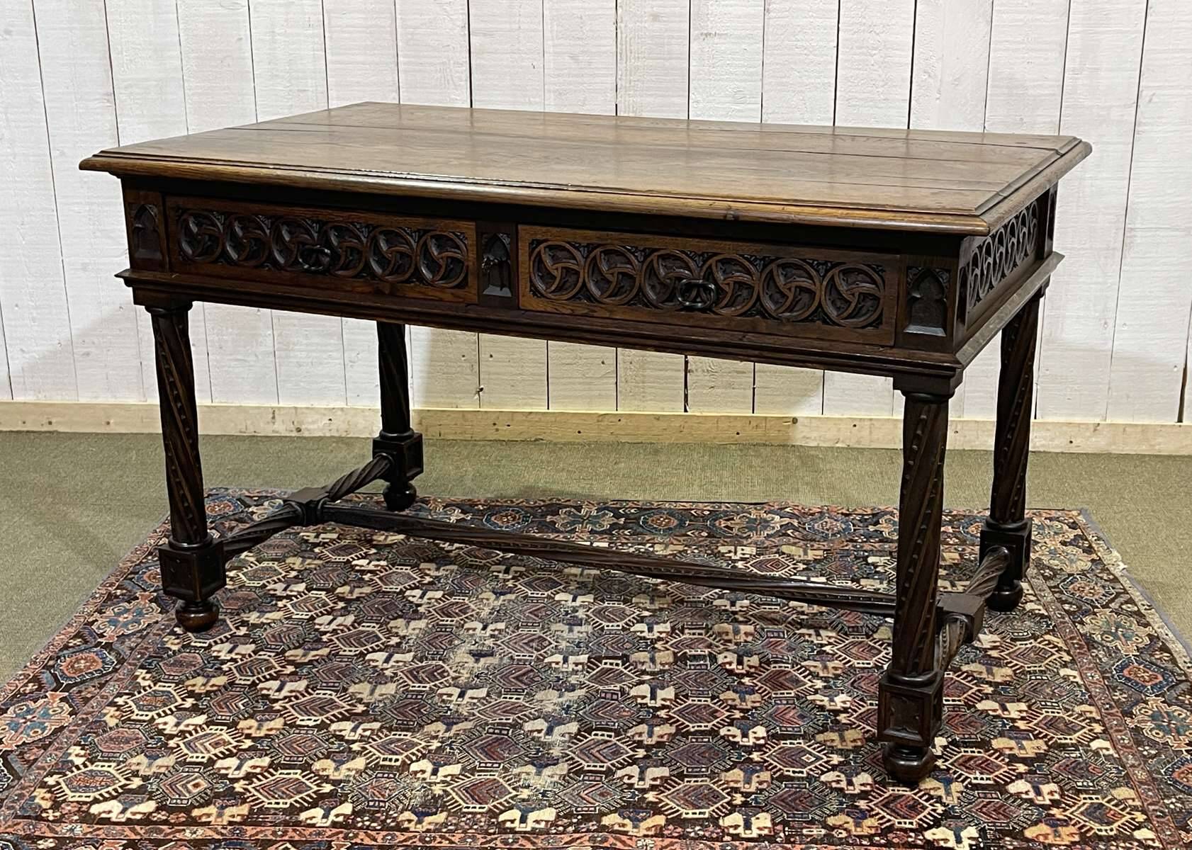 Late 19th century Gothic style oak desk
