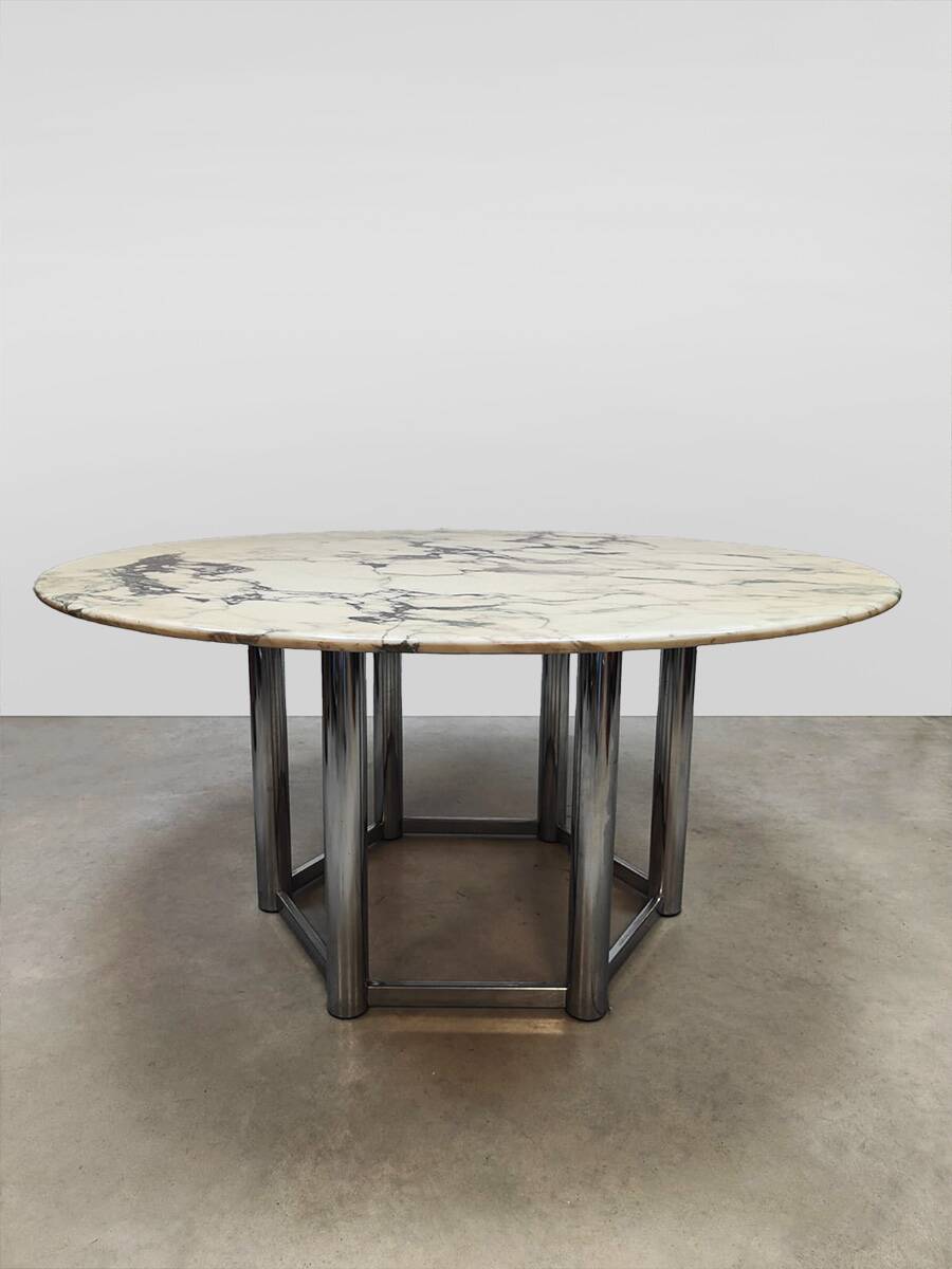 Vintage Italian carrara marble dining table 1970s