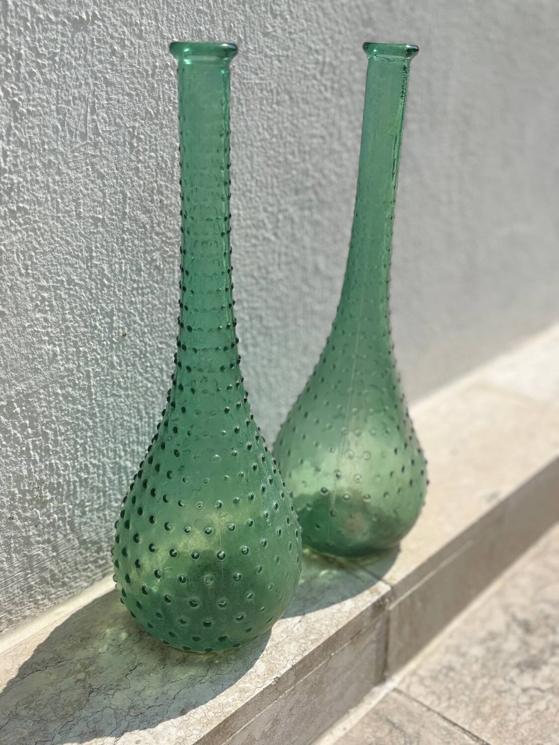 Two large blown glass vases