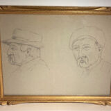Tableau ancien, portraits, milieu XX siècle