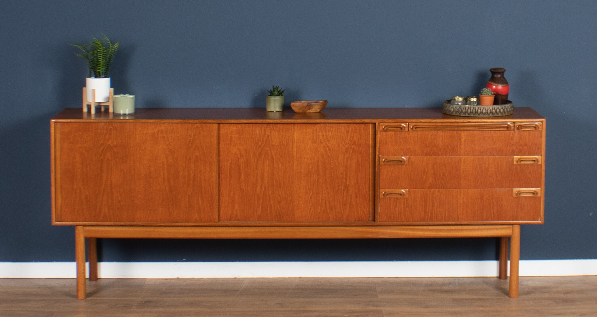 Retro teak 1960s long mcintosh sideboard with bar