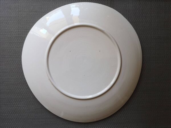 Assiette en céramique craquelée - Motif coq - Années 1960