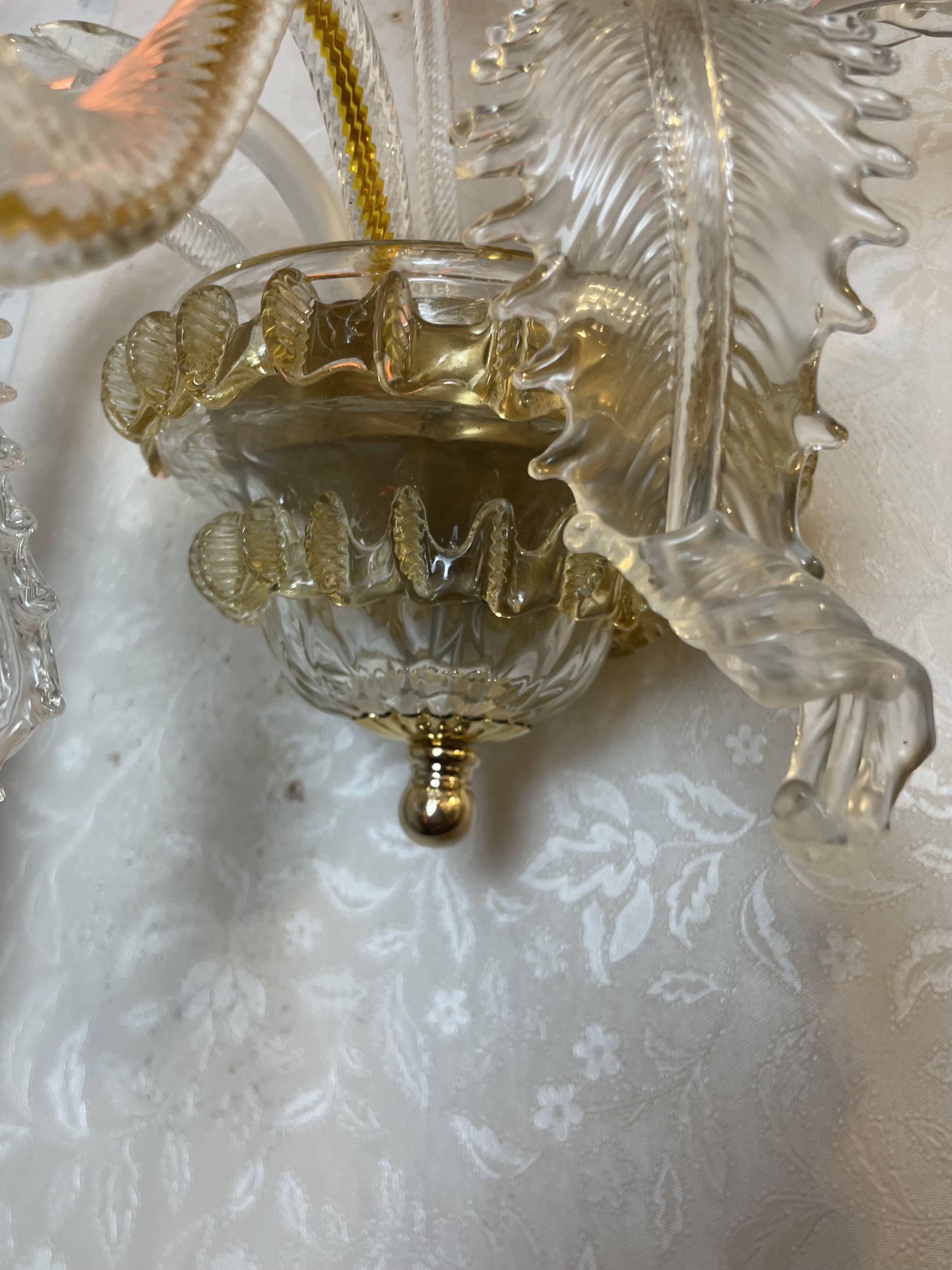 Pair of Murano Sconces in the style of Barovier & Toso, 1980s