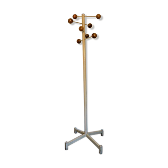 Vintage metal and wood coat holder 1960