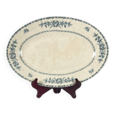 Plat ovale "Thermidor "en terre de fer bleu-vert, fin XIXe