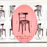 Set of 6 Fischel 1932 bistro chairs with exceptional wooden seats