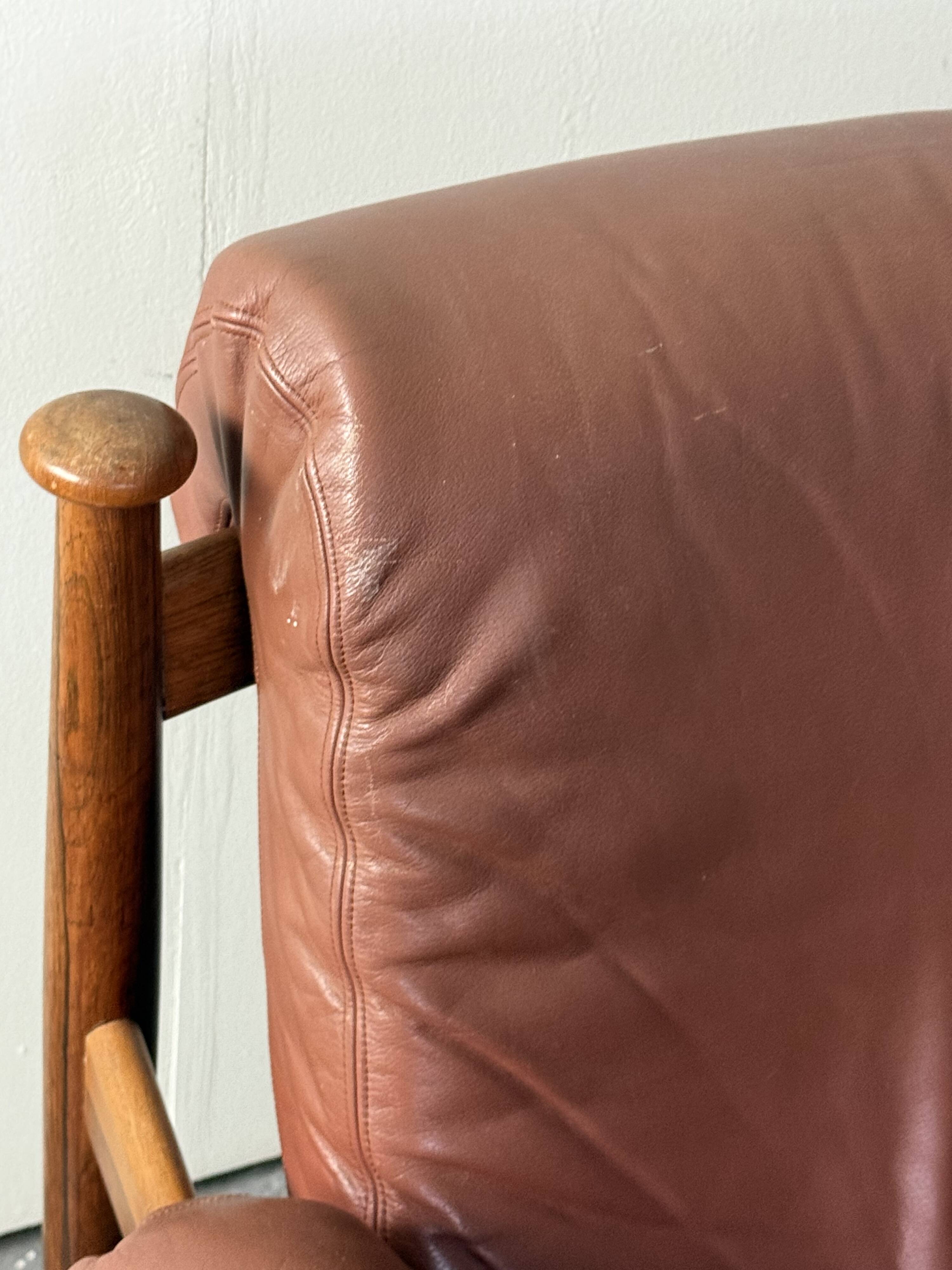 Admiral armchair by Eric Merthen, in leather and rosewood