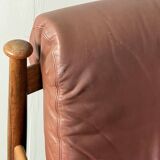 Admiral armchair by Eric Merthen, in leather and rosewood