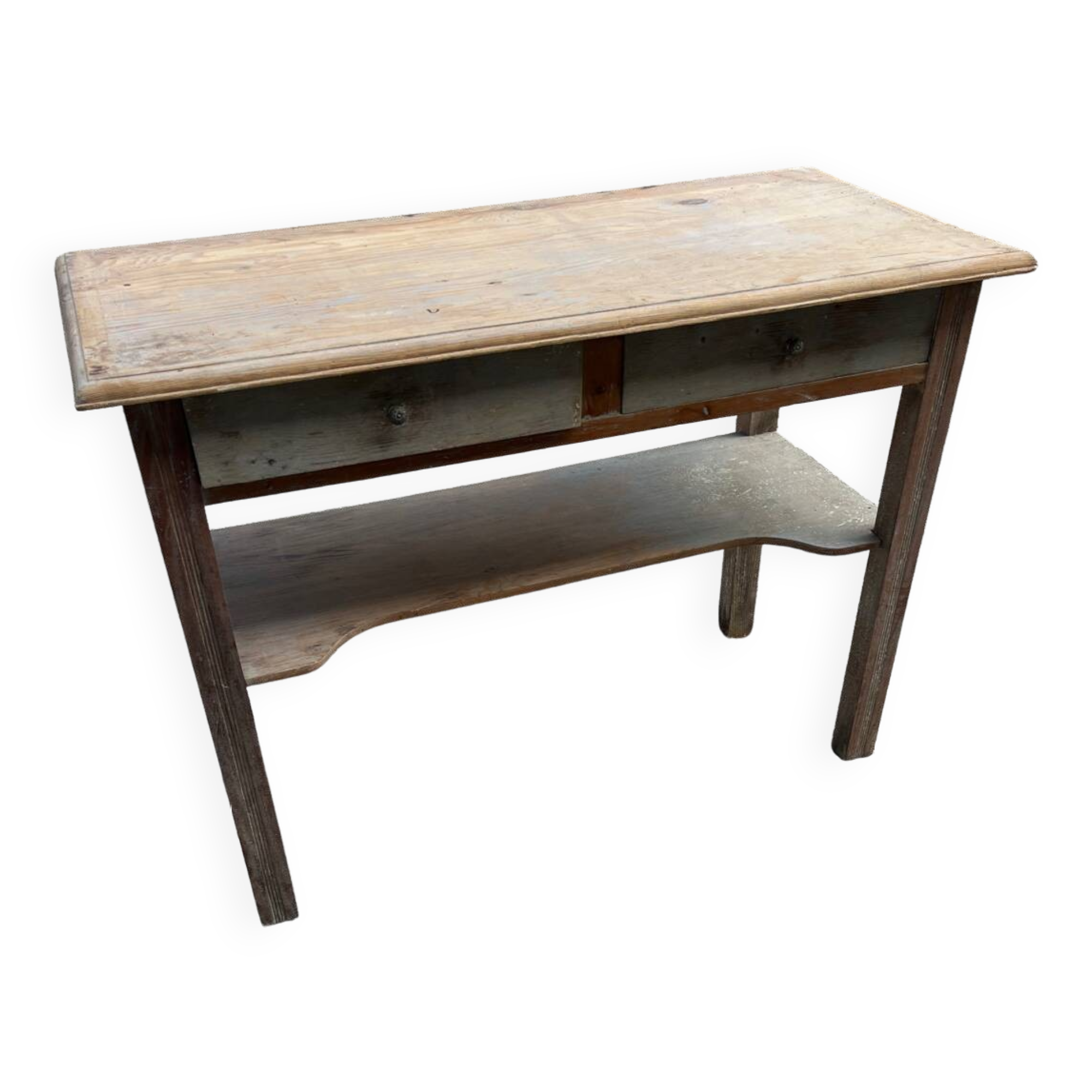 Antique console table, patinated wood