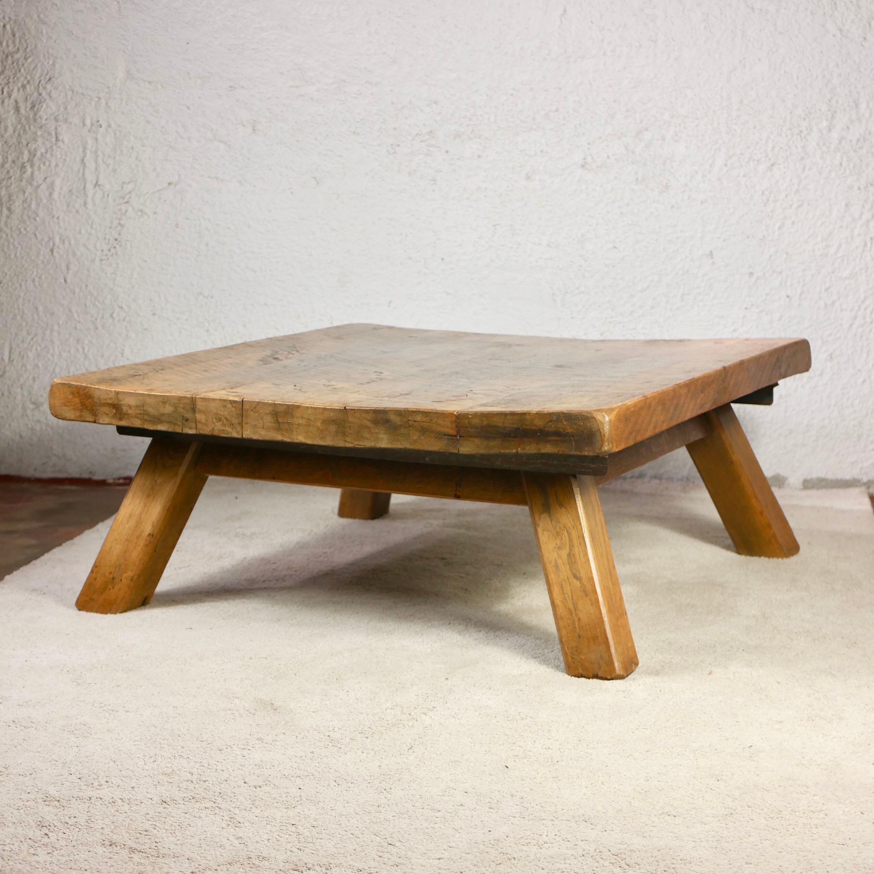 Brutalist solid oak coffee table