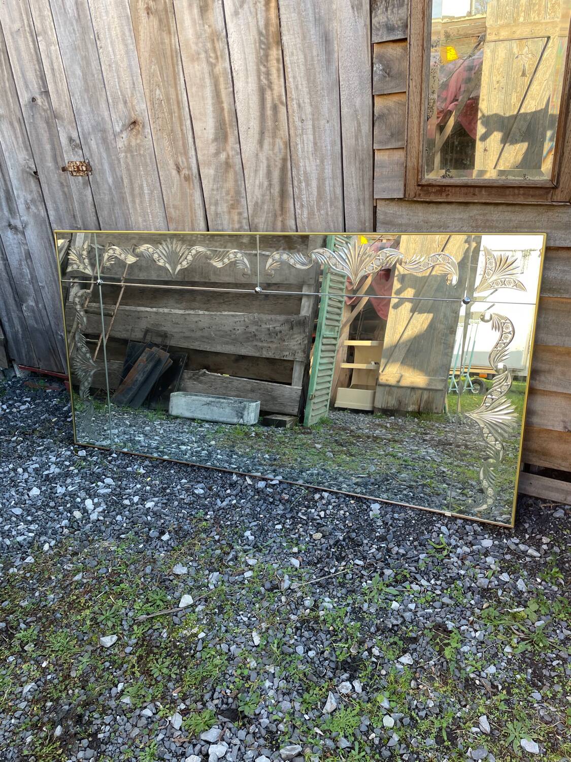 Vintage art deco cut glass bistro venetian mirror