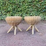 Pair of vintage wicker stools