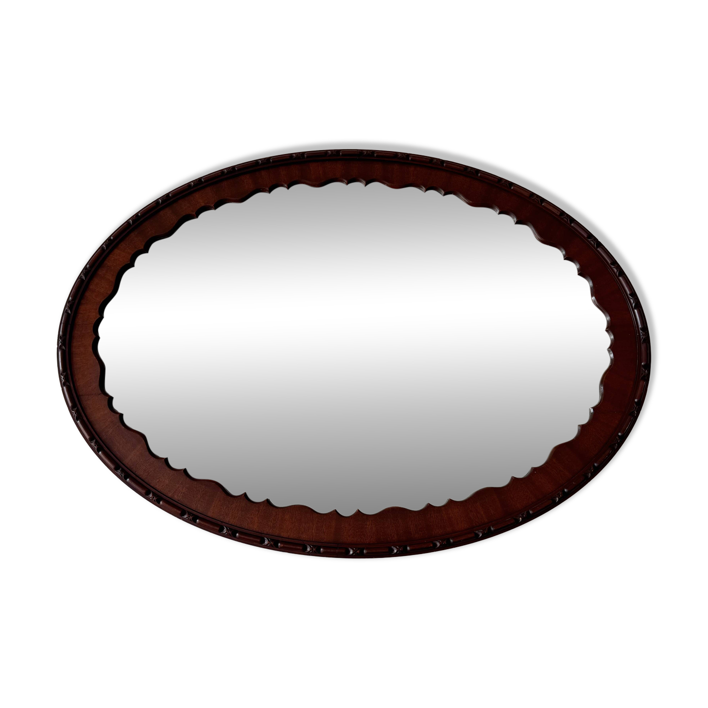 Antique Oval Mahogany Wall Mirror