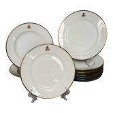Service d’assiettes à bord doré, monogrammées | E. Bourgeois | Fin XIX