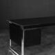 Vintage Mid-Century Danish Black Modern Minimalist Oak Office Desk with Chrome Base, 1970s