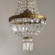 French Empire Style 3 Light Bronze Montgolfier Crystal Basket Chandelier