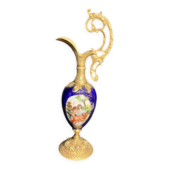 Royal blue porcelain ewer signed early 20th century